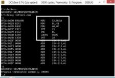 Tiny DOS COM example using debug.exe print 26-letters - DOS Assembly Programming