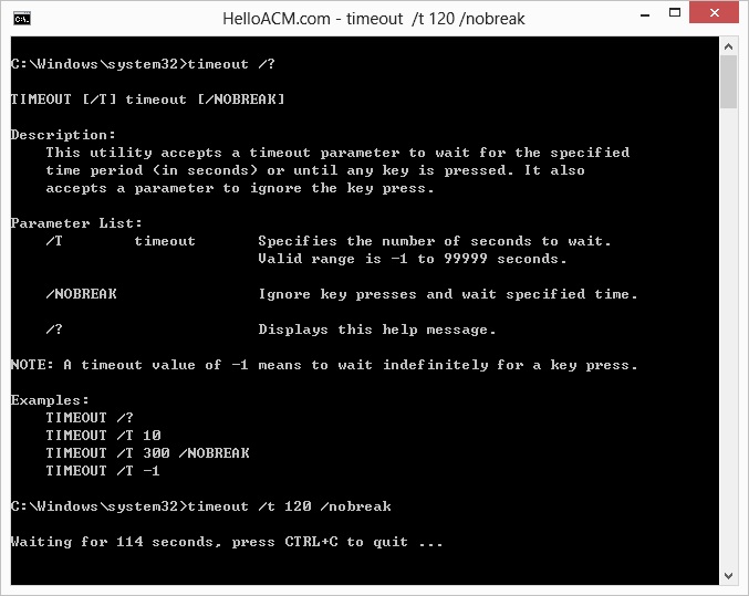 f93858aedac84d290796db5df953c076.jpg Timeout Utility in Windows Command Shell batch script console tools / utilities windows windows command shell 